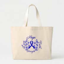 Hope Faith Love Strength Rectal Cancer Tote Bags