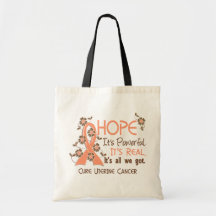 Hope Flower Ribbon Uterine Cancer Canvas Bags