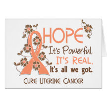 Hope Flower Ribbon Uterine Cancer Card
