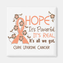 Hope Flower Ribbon Uterine Cancer Fridge Magnets