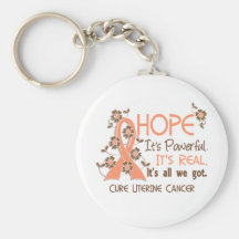 Hope Flower Ribbon Uterine Cancer Key Chain