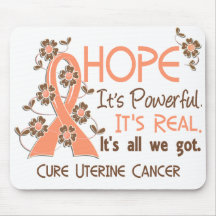 Hope Flower Ribbon Uterine Cancer Mouse Pads