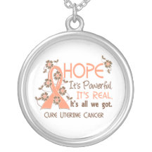 Hope Flower Ribbon Uterine Cancer Pendants
