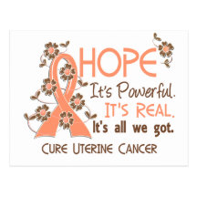 Hope Flower Ribbon Uterine Cancer Post Cards