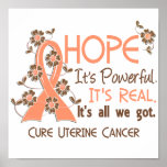 Hope Flower Ribbon Uterine Cancer Print