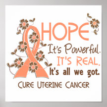 Hope Flower Ribbon Uterine Cancer Print
