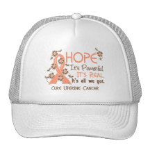 Hope Flower Ribbon Uterine Cancer Trucker Hats