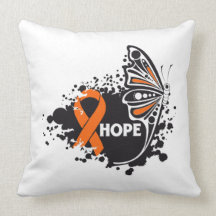 Hope Kidney Cancer Butterfly Throw Pillow