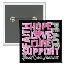 Hope Love Cure Breast Cancer Awareness Pins