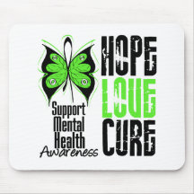 Hope Love Cure Grunge - Mental Health Awareness Mouse Pads