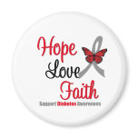 Hope Love Faith Diabetes Butterfly Ribbon magnets