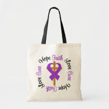 Hope Love Faith Prayer Ribbon Domestic Violence Canvas Bag
