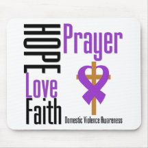 Hope Love Faith Prayer Ribbon Domestic Violence Mouse Pad