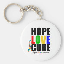 Hope Love Faith Puzzle Ribbon Autism Keychain