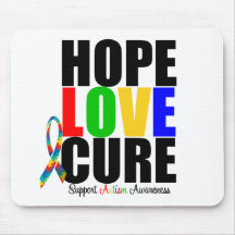 Hope Love Faith Puzzle Ribbon Autism Mousepads