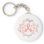 Hope Love Faith Strength Uterine Cancer keychains
