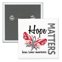 Hope Matters Butterfly Brain Tumour Pinback Buttons