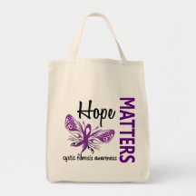 Hope Matters Butterfly Cystic Fibrosis Canvas Bags