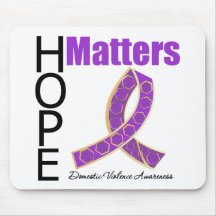 Hope Matters Jewelled Ribbon Domestic Violence Mouse Pads