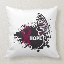 Hope Multiple Myeloma Butterfly Throw Pillow