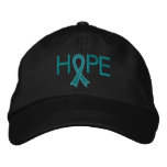 HOPE - Ovarian Cancer Teal Ribbon Embroidered Baseball Cap