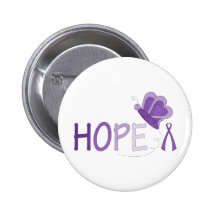 Hope Purple Ribbon Awareness Pinback Button