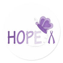 Hope Purple Ribbon Awareness Round Sticker
