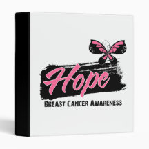 Hope Tattoo Butterfly Breast Cancer 3 Ring Binders