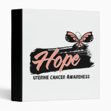Hope Tattoo Butterfly Uterine Cancer Vinyl Binders