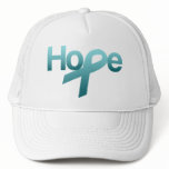 Hope Teal Ribbon Ovarian Cancer Awareness Mesh Hat