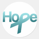 Hope Teal Ribbon Ovarian Cancer Awareness Round Stickers