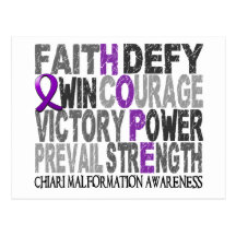 Hope Word Collage Chiari Malformation Post Cards