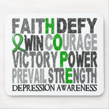 Hope Word Collage Depression Mouse Pad