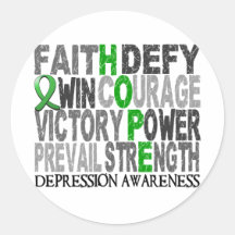Hope Word Collage Depression Round Stickers