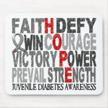 Hope Word Collage Juvenile Diabetes Mousepads
