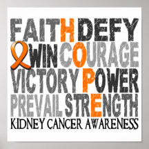 Hope Word Collage Kidney Cancer Poster
