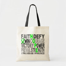 Hope Word Collage Lyme Disease Canvas Bags