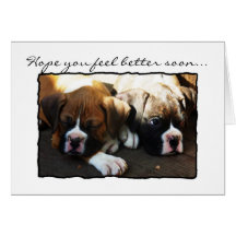 Hope you feel better soon boxer pups greeting card