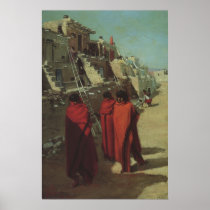 Hopi Pueblo by Louis Akin, Vintage Native American Posters