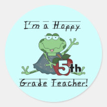 Hoppy 5th Grade Teacher Tshirts and Gifts Round Sticker