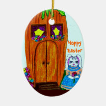 HOPPY EASTER, MS. BUNNYS CARROT HOUSE ornament
