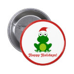 Hoppy Holidays Santa Frog Button