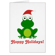 Hoppy Holidays Santa Frog Greeting Cards