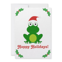 Hoppy Holidays Santa Frog Custom Invites