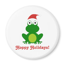 Hoppy Holidays Santa Frog Magnets