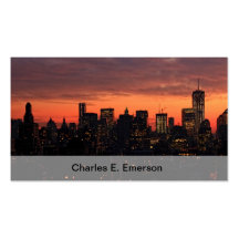 Horizon de Lower Manhattan au crépuscule, ciel ros Cartes De Visite Professionnelles