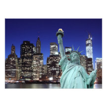 Horizon de Manhattan et la statue de la liberté Cartons D'invitation