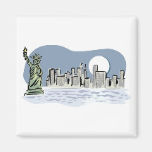 Horizon de New York par clair de lune Magnets Pour Réfrigérateur