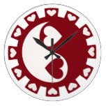 Horloge de ROUGE de COEURS de YIN YANG