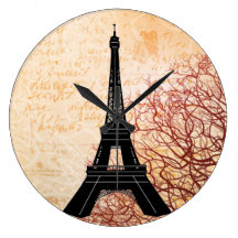 Horloge murale de grunge de Tour Eiffel Horloges Murales